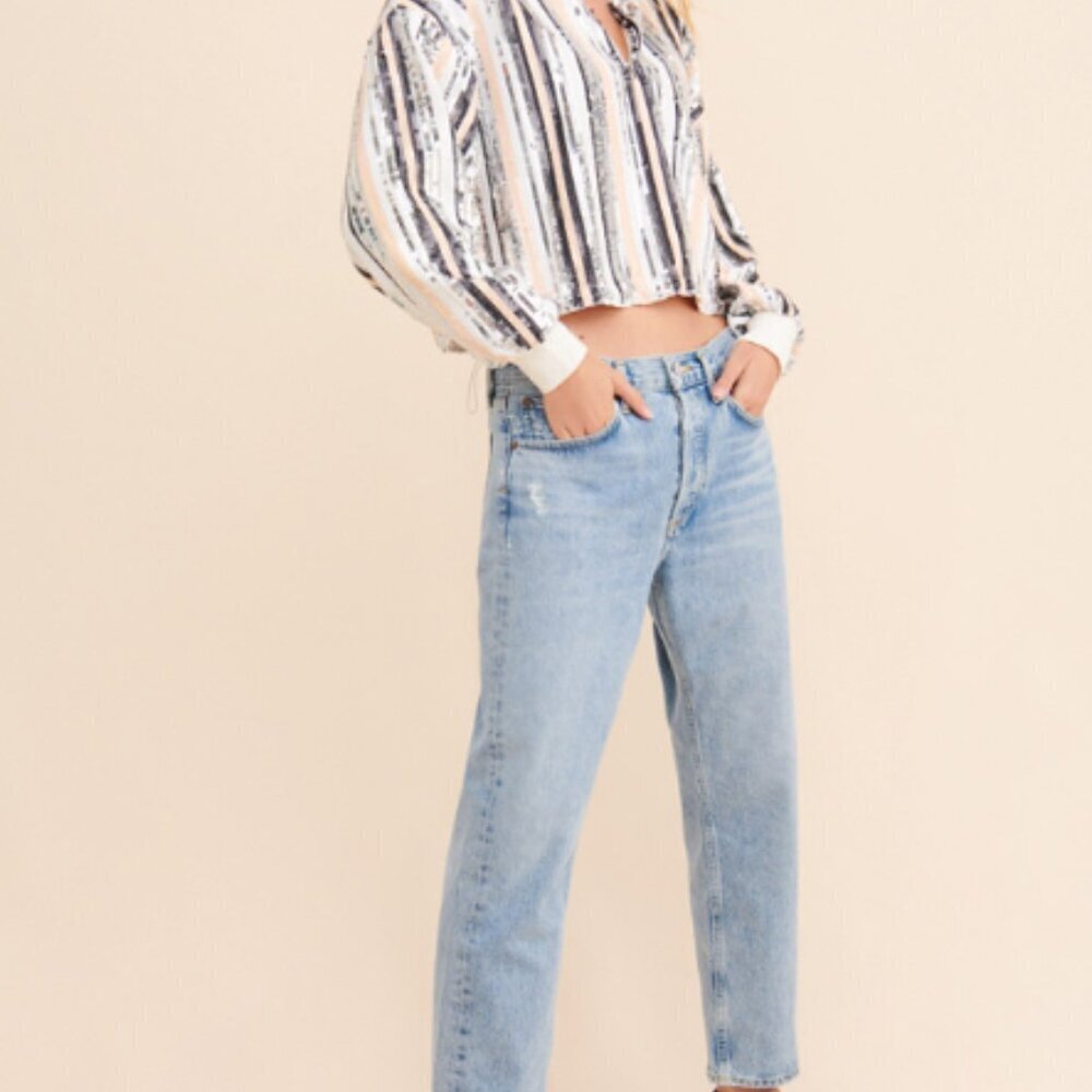 Anthropologie Raga Lunar Half-Zip Sequin Track Jacket w/Cinch Waist - Size Small - Picture 5 of 15
